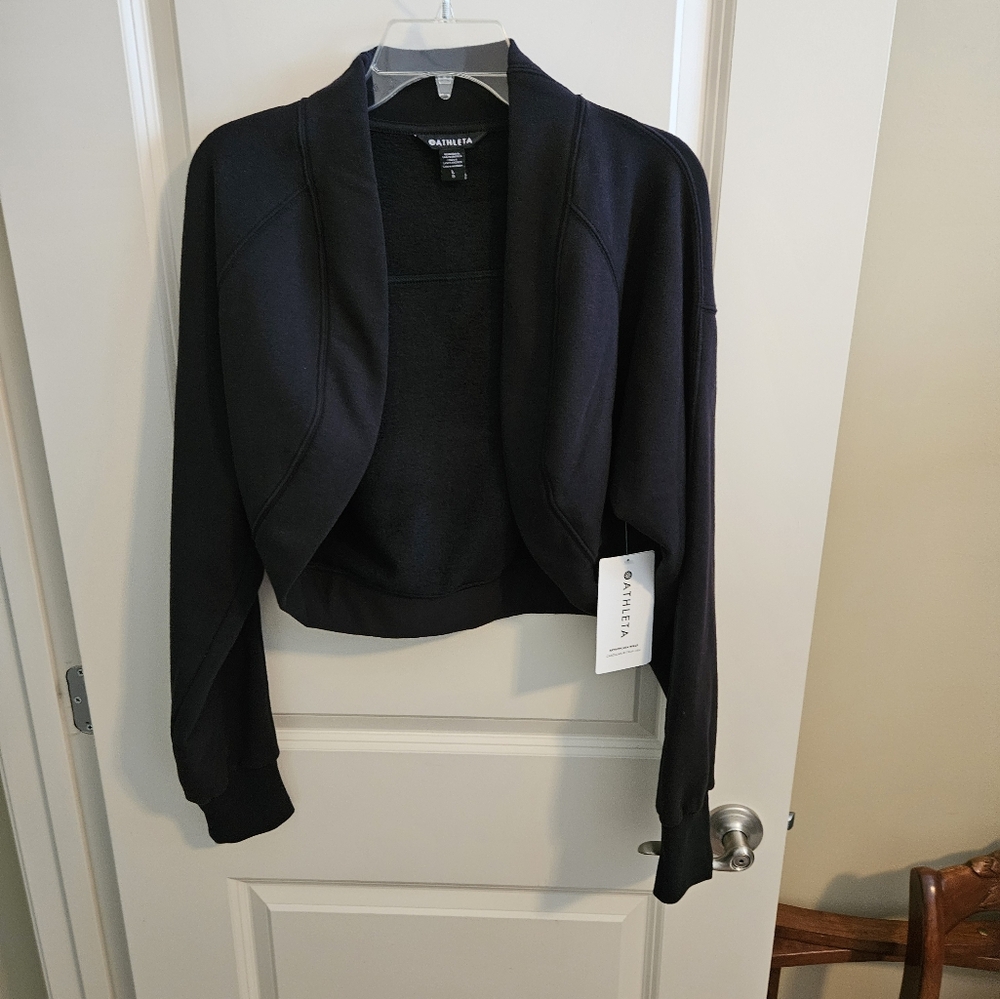 Athleta Retroplush Wrap Shrug Black Large NWT